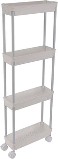 Sooyee 4 Tier Slim Storage Cart Mobile Shelving Unit Organizer Slide Out Storage Rolling Utility Cart Tower Rack for Kitchen 