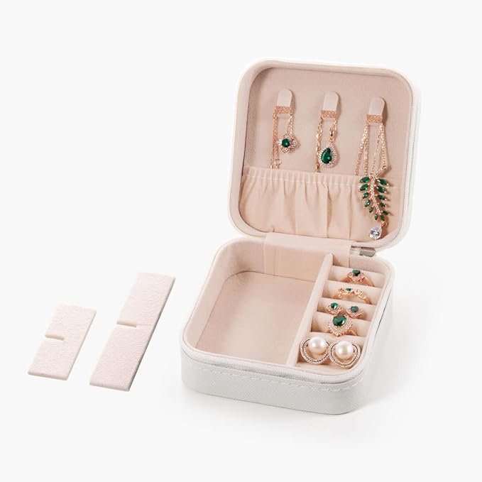 ZPROW Travel Jewelry Case, Mini Portable Jewelry Travel Boxes, Small Jewelry Organizer for Rings, Earrings, Pendants, Watches