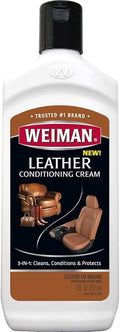 Weiman 3 in 1 Deep Leather Cleaner & Conditioner Cream - Restores Leather Surfaces - Use on Leather Furniture, Car Seats, Sho