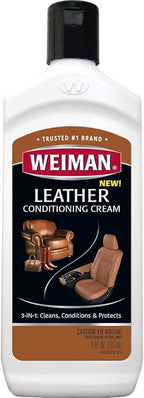 Weiman 3 in 1 Deep Leather Cleaner & Conditioner Cream - Restores Leather Surfaces - Use on Leather Furniture, Car Seats, Sho