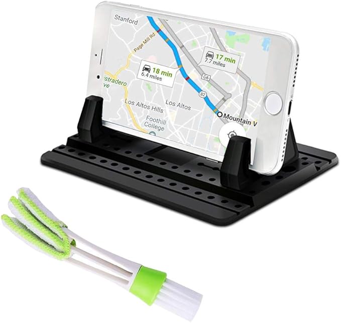 FineGood Phone Holder for Car with Air Vent Brush, Universal Silicone Car Cellphone Mount Antislip Vehicle Mobile Phone GPS M