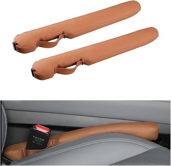Car Seat Gap Filler, 2PCS Between Vehicle Seats Console Organizer Stop Things from Dropping, Automotive Interior Chair Gap Coverage Fill, Universal for SUV Automobile Truck (Brown)