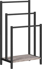 HOOBRO Free Standing Towel Rack, 3 Tier Blanket Rack, Blanket Holder for Bathroom, 16.9" L x 11" W x 31.9" H, Industrial Meta