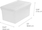 IRIS USA File Box, File Organizer w/Hinged Split Lid for Letter File, Important Document Box, Plastic Storage Filing Bin for 