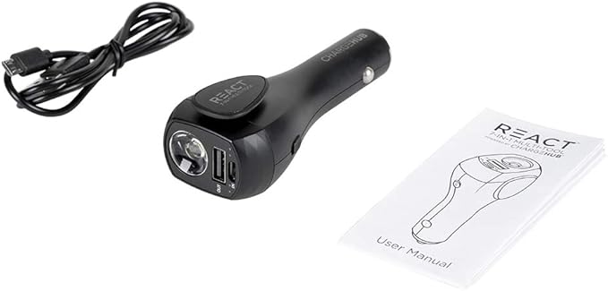 React 7-in-1 Vehicle Emergency Multi-Tool by ChargeHub with 2200mAh Power Bank, USB Car Charger, Window Breaker, Concealed Se