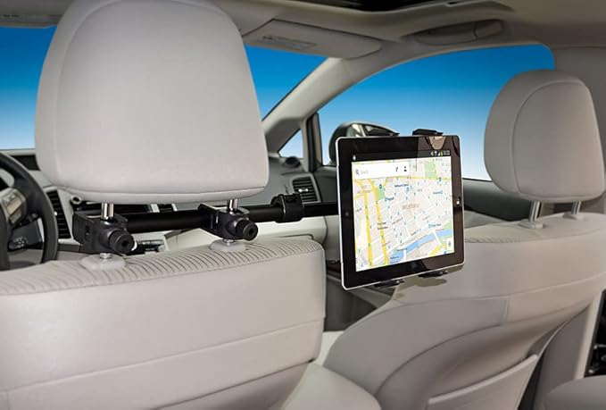 ARKON Mounts Center Extension Car Headrest Slim-Grip Tablet Mount | Headrest Car Mount | Designed for Passenger Entertainent | Compatible with iPad, Samsung, Kindle, and More | TAB3-RSHM
