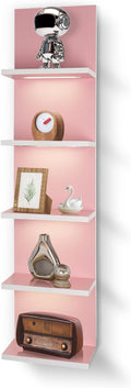 5 Tier Pink Wall Shelf Unit, Pink Shelves, Wall Shelves for Bathroom,Bedroom, Vanity Shelves, Wall Mount Vertical Lack Shelf 