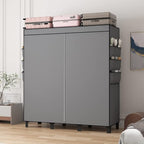 Portable Closet, 51.18" Large Capacity Clothing Storage Organizer with 3 Hanging Rods 6 Shelves 18 Side Pockets, Dustproof St