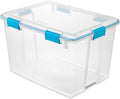 Sterilite 80 Qt Gasket Box, Stackable Storage Bin with Latching Lid and Tight Seal, Plastic Container to Organize Basement, C