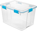 Sterilite 80 Qt Gasket Box, Stackable Storage Bin with Latching Lid and Tight Seal, Plastic Container to Organize Basement, C