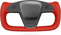 MEWANT Hand Stitched Red Leather Tesla Model S Yoke Steering Wheel Cover Wrap for Tesla Model S 2021-2023 / Model X 2021-2023 Tesla Yoke Steering Wheel Accessories