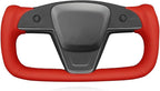 MEWANT Hand Stitched Red Leather Tesla Model S Yoke Steering Wheel Cover Wrap for Tesla Model S 2021-2023 / Model X 2021-2023 Tesla Yoke Steering Wheel Accessories