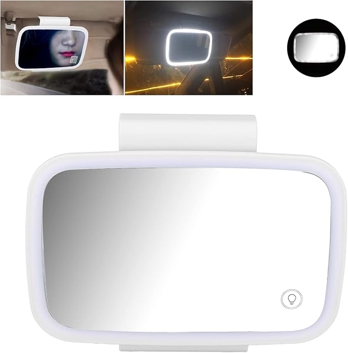 LED Sun Visor Mirror,Car Sun Visor Vanity Mirror,Built in Surround LED Lights with Touch Screen, with Retractable Back Clip for Universal Sun Visor