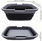 SAMMART Collapsible Washing Tub with Handles 9.2L (2.37Gallon) - Portable Outdoor Picnic Basket/Crate - Foldable Space Saving Storage Container for Dishing, Camping & Home (1, Dark Grey/Black)