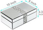 QMDECOR Luxury Middle Silver Bling Crushed Diamond Glass Mirrored Jewelry Box Women Jewelry Organizer Storage Box For Gift