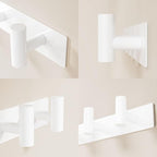 GWAAZXGZ White Wall Mounted Coat Rack – 5 T-Shaped Pegs for Hats, Bags & Towels, Heavy-Duty Metal Rail for Entryway, Bathroom