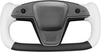 MEWANT Hand Stitched White Leather Steering Wheel Cover Wrap for Tesla Model S 2021-2023 / Model X 2021-2023 Steering Wheel Accessories