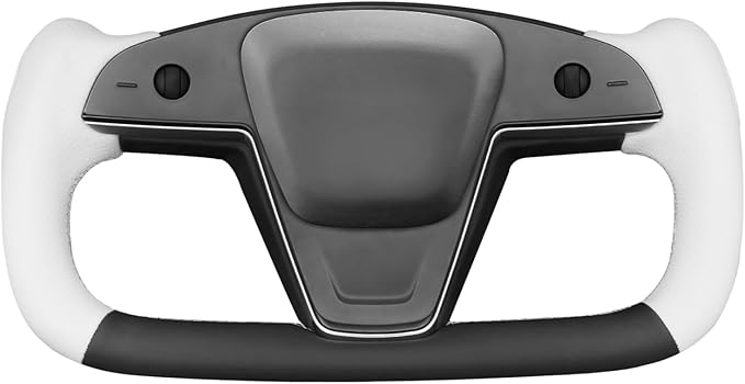 MEWANT Hand Stitched Tesla Model S Yoke Real Leather Steering Wheel Cover Wrap for Tesla Model S 2021-2023 / Model X 2021-2023 Tesla Yoke Steering Wheel Accessories(3D Style)