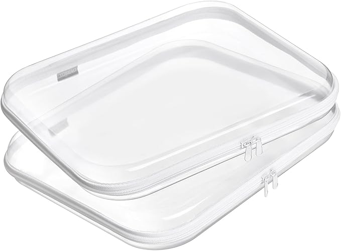 YQBRAO Hard Sided Clear Zipper Case for Storage- Professional-Grade Plastic Clear Zipper Pencil Case,Toy Storage Bins, Toilet