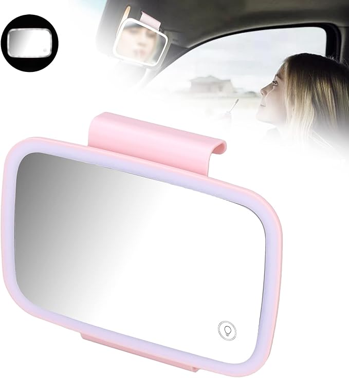 Car Sun Visor Vanity Mirror,LED Sun Visor Mirror,Car Sun Visor Makeup Mirror Surround LED Lights Plug and Play with Retractable Back Clip