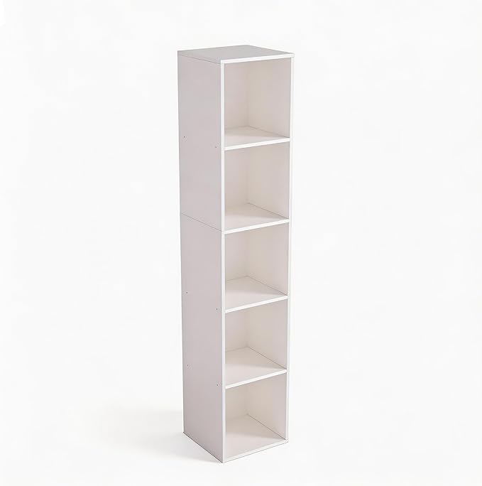Cube Bookshelf, 5 Cube Storage Organizer, Freestanding 5 Tier Open Display Shelf with Eco-Friendly Melamine Surface for Home 