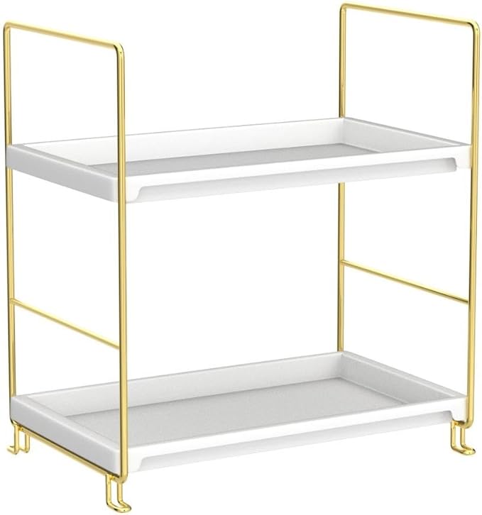 FSyueyun 2-Tier Bathroom Countertop Organizer, Tool-Less Premium Plastic Makeup Organizer - Bathroom Tray for Perfume, Skinca