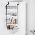 Fancial Over The Door Organizer, Metal Organizer, 3-Layer Hanging and Wall-Mounted mesh Baskets, Easy to Install,Black