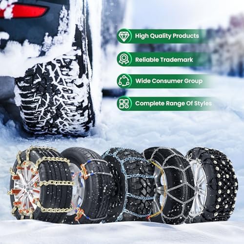 SCITOO Snow Chains For Car,2 Pack Emergency Anti Slip Tire Chain Width 265/70-16,265/75-16,265/65-17,275/65-17,265/60-18,265/
