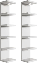 2 Pack 6-Tier Versatile Wall Shelf Unit with USB Rechargeable Led Light (Remote Controlled),Vertical Floating Display Shelves