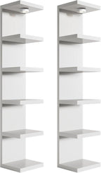 2 Pack 6-Tier Versatile Wall Shelf Unit with USB Rechargeable Led Light (Remote Controlled),Vertical Floating Display Shelves