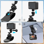 Car Sun Visor Mount VLOG/Video Holder, Quick Clip Mount for Car Sun Visor Compatible with DJI Action 6/5 Pro/ 4/3, GoPro Hero 13/12/11/10, Insta360, AKASO and More