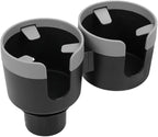 Car Double Cup Holder Extender, 2-in-1 Car Cup Holder Adapter with Adjustable Base, Universal Multifunctional Cup Holder Organizer for Beverage, Snack, Cup, Bottle Storage (Grey)