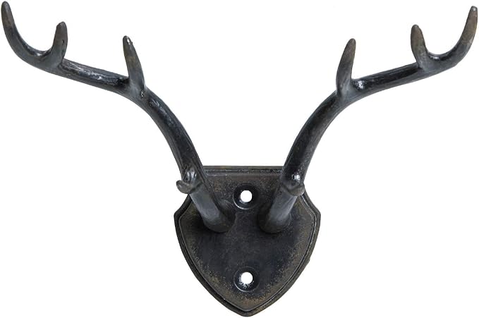 SOFFEE DESIGN Wall Mounted Metal Coat Hooks, Hanging Antler Shape Rack Hooks for Entryway, Bathroom, Bedroom, Retro Double Ho