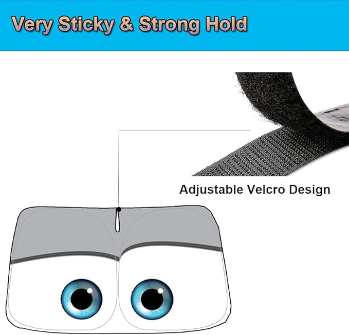 Gven Sunshade for Tesla Model Y Accessories 2025 Funny Eyes Windshield Sun Shade Car Front Window Shade for Tesla Model 3 Accesssories Dual-Sided Versatility (Grey Eyes)