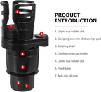Cabilock Dual Car Cup Holder Expander, Adjustable Multifunctional Vehicle Water Bottle Holder with 360° Rotating Base, Large 