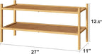 kiplant Bamboo Shoe Rack, 2-Tier Shoe Rack for Entryway, Free Standing Shoe Racks for Indoor & Outdoor, Stackable Shoe Organi