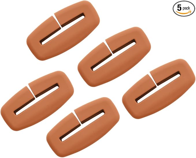 5pcs Car Seat Belt Buckler Cover, Silicon Anti-Scratch Seatbelt Buckler Protector Silencer Clip Holster for BMW Accessories, Car Interior Accessories for Men and Women (5pcs Light Brown)