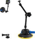 Camera Suction Cup Mount Compatible with GoPro Hero/Insta 360/DJI OSMO/AKASO/DSLR/Camcorder Devices,Magic Arm Car and Boat Windshield Window Mount,4.5" Air Pump Vacuum Suction 10" Aluminum Alloy Arm