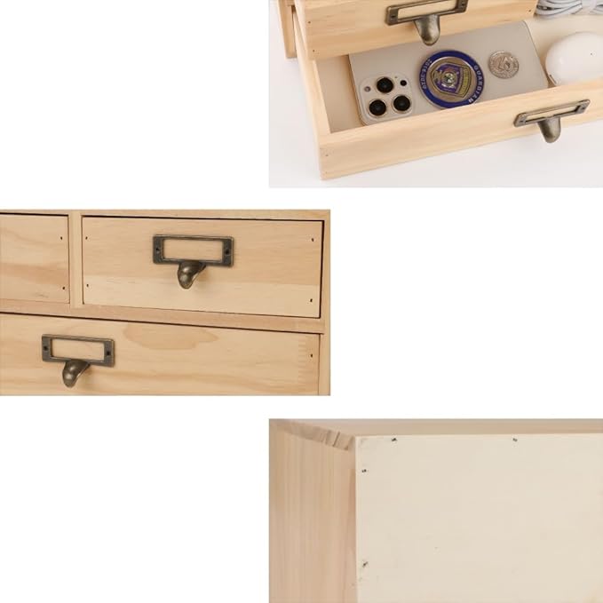 Wooden Storage Box Apothecary Drawers Vintage Wooden Box Wood Desktop Organizer Countertop Drawers Library Card Catalog Cabin