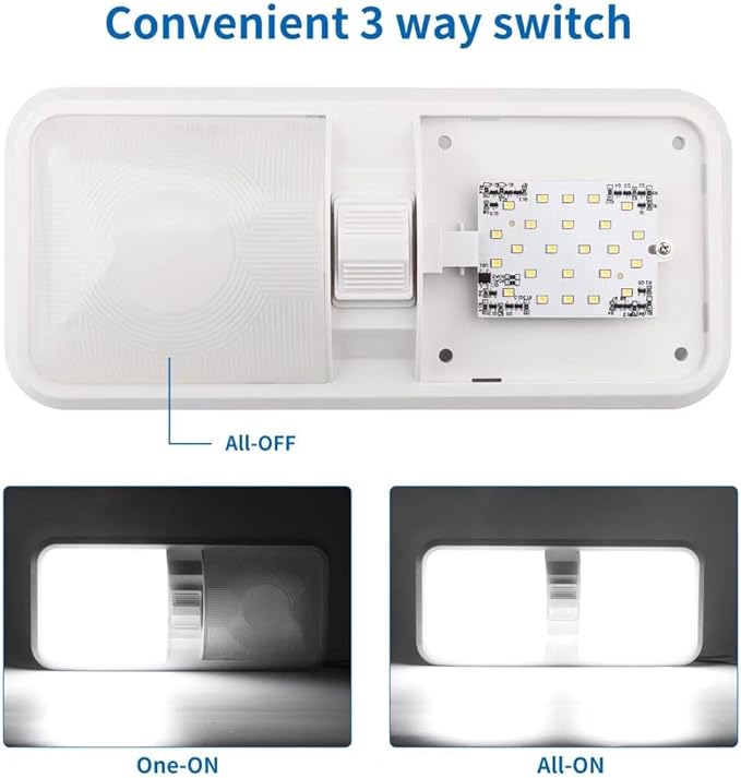 LED RV 12V LED Ceiling Double Dome Light Fixture | 1100 LM RV Interior Lighting for RV Trailer Camper Truck Van Boat Car(Natural White 4000-4500K, 2 Pack)