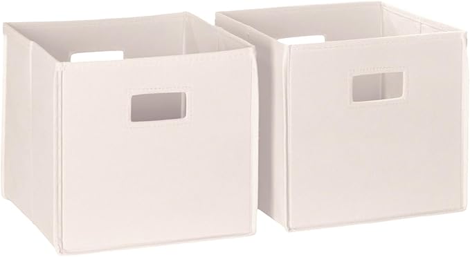 RiverRidge Kids 2pc Fabric Collapsible Storage Cube Organizers with Handles for Playroom Organization - Cream