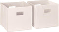 RiverRidge Kids 2pc Fabric Collapsible Storage Cube Organizers with Handles for Playroom Organization - Cream