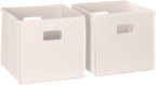 RiverRidge Kids 2pc Fabric Collapsible Storage Cube Organizers with Handles for Playroom Organization - Cream