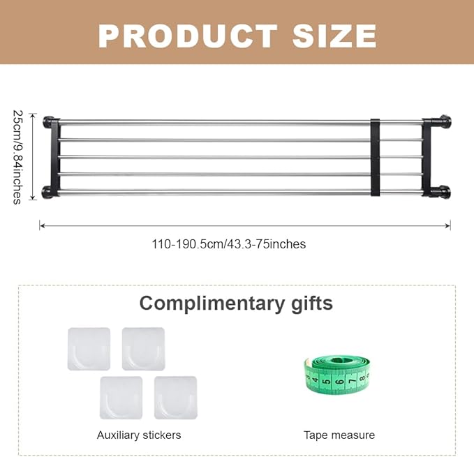 Hershii Expandable Closet Tension Shelf Rod Adjustable Metal Storage Rack Cabinet Organizer DIY Divider Separator Shelves for