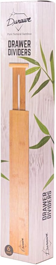 Adjustable Bamboo Drawer Dividers – SMALL SIZE, Expandable 12–16 inch – Spring Loaded Drawer Organizer for Kitchen, Dresser, 