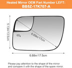 Senzeal Driver Side Heated Mirror Glass Replacement for Ford Explorer 2011-2019 Blind Spot Mirror Glass BB5Z-17K707-A (Left Side)