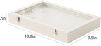 Coward Ring Organizer Jewelry Box, Beige Velvet 100 Slots Ring Display Tray Case with Transparent Glass Lid for Home Use or S