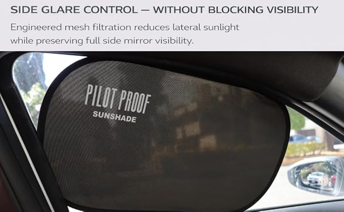 Blackout Light Car Window Sunshades – 4 Pack – Heat-Activated Grip – No Static Cling – 20” x 12” Universal Fit – Includes Storage Pouch