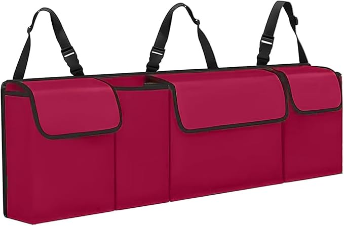 Car Trunk Organizer, Backseat Hanging Large Storage with Adjustable Straps,Waterproof PVC Collapsible Cargo Bag, Car Interior