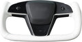 MEWANT Hand Stitched White Leather Steering Wheel Cover Wrap for Tesla Model S 2021-2023 / Model X 2021-2023 Steering Wheel Accessories